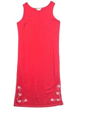 Outfit Embroidered Linen Maxi Dress Red LG Sleeveless Embroidered Floral Dress